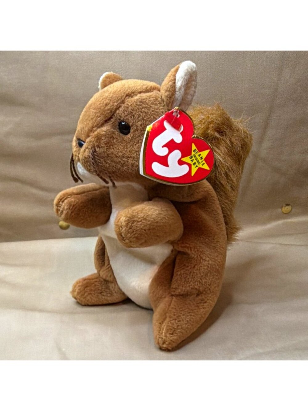 Vintage Ty Beanie Babies Nuts the Squirrel Beanbag Plush Stuffed Animal 1996 Toy